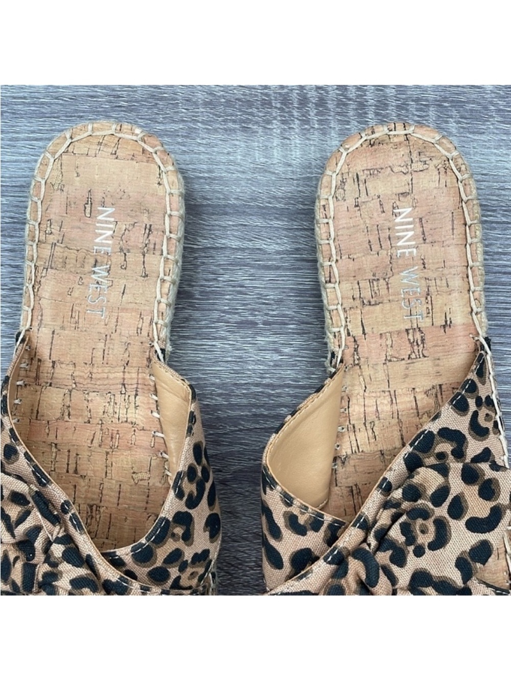 NEW! Nine West Leopard Print Knotted Espadrille Slide - Tan/Black. 6M. - Picture 7 of 11